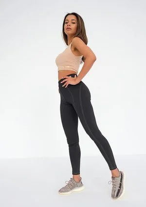 Black Legging with beige seams