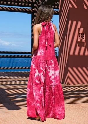 Maxi amarantine tie dyed dress