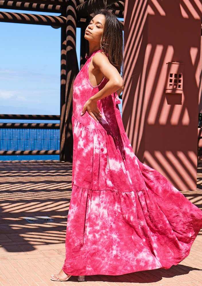 Letnia sukienka maxi tie dye Amarant