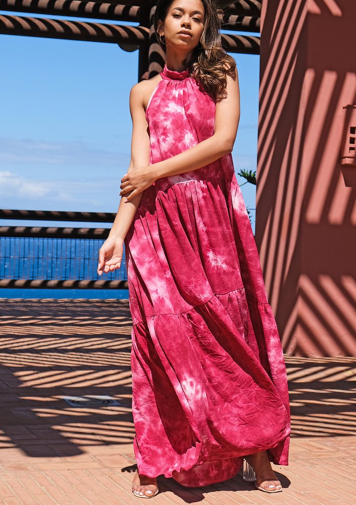 Letnia sukienka maxi tie dye Amarant