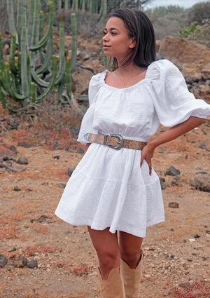Mini muslin white dress
