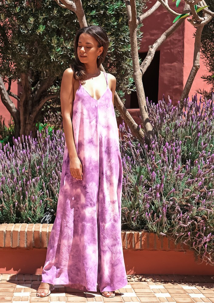 Tie dyed lavender jumpsuit