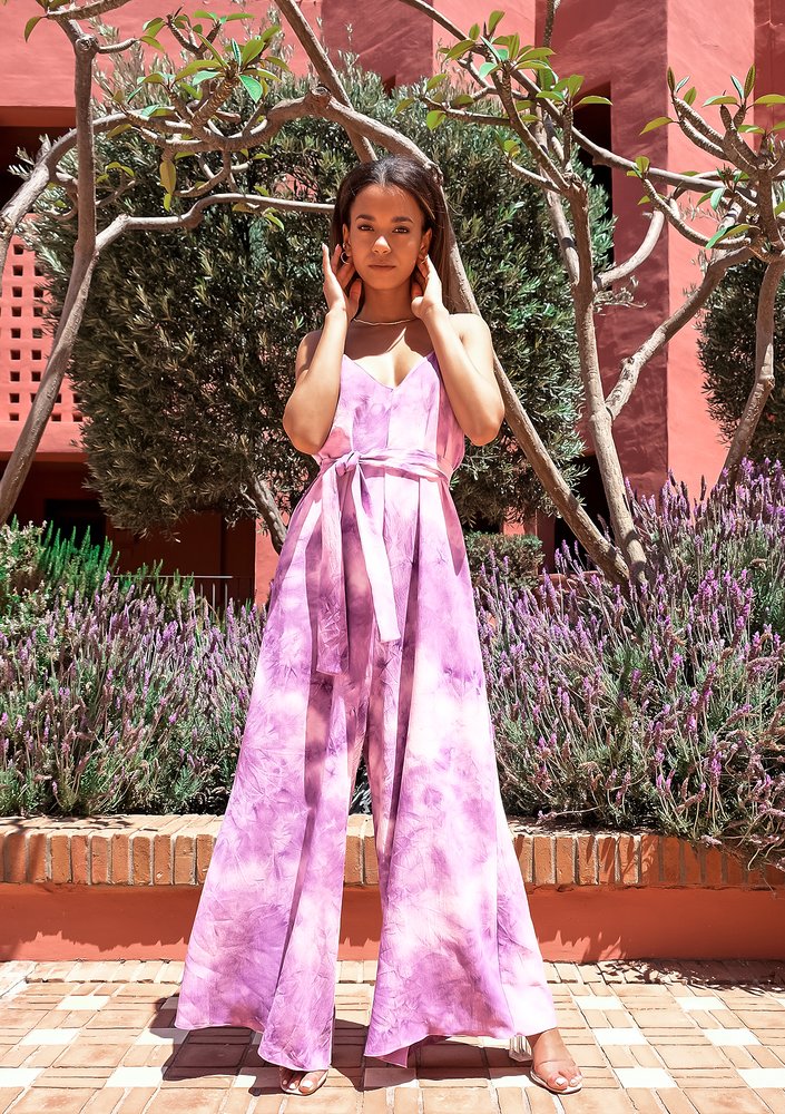 Tie dyed lavender jumpsuit