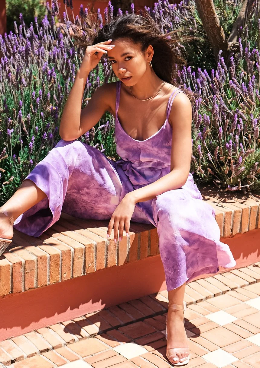 Tie dyed lavender jumpsuit