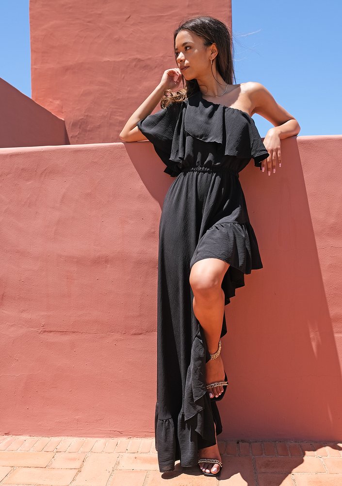 Sukienka maxi Black Ruffles