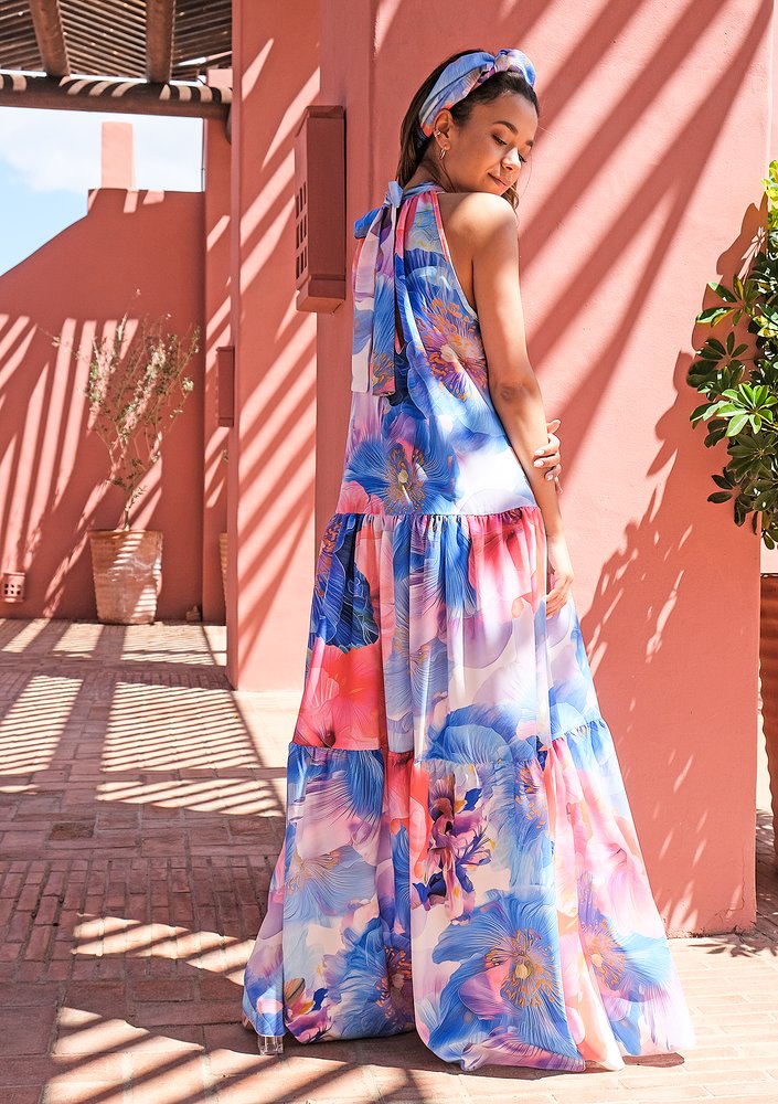 Loose maxi dress Blue Flowers