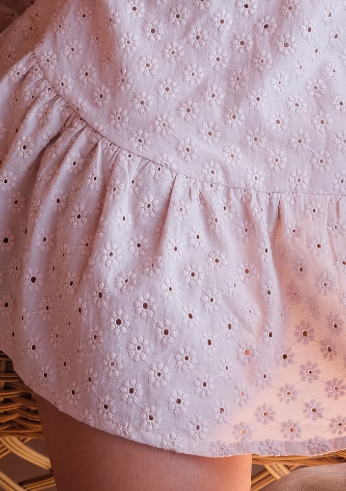 Puffed sleeved boho beige dress