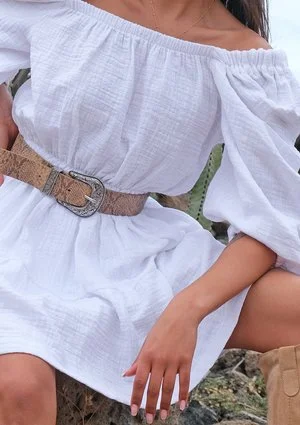 Muślinowa sukienka boho Biała
