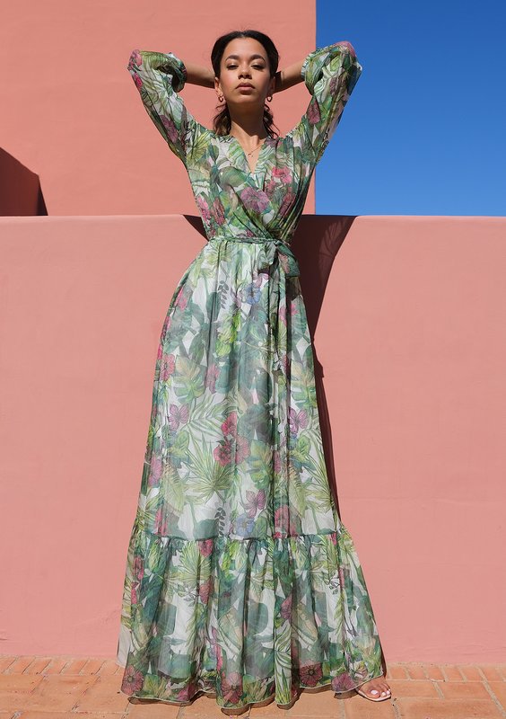 Maxi chiffon dress Misty Flora