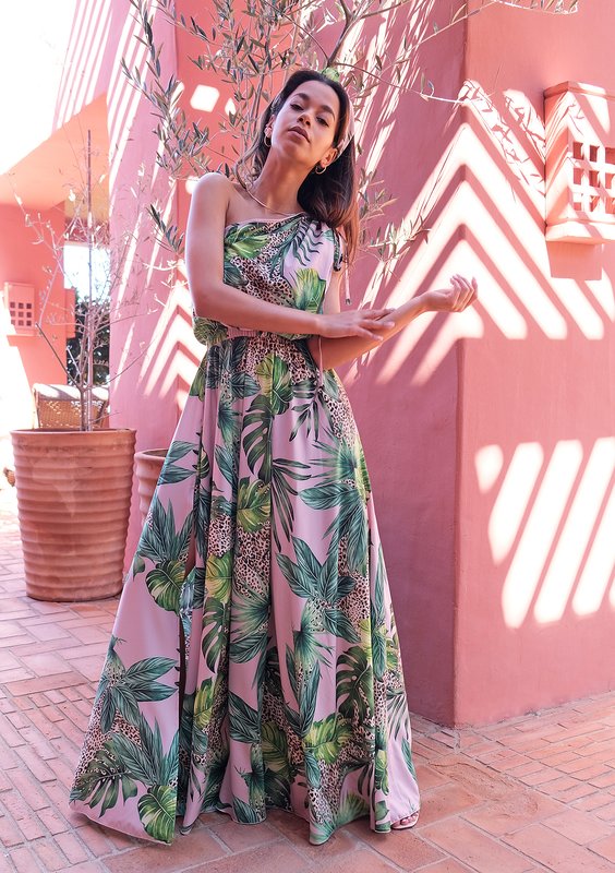 Maxi dress Powder Monstera