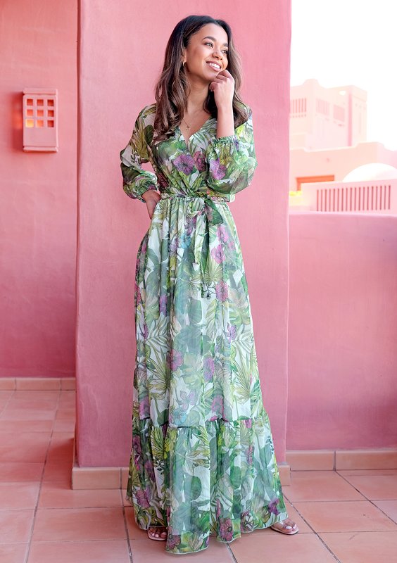 Maxi chiffon dress Misty Flora