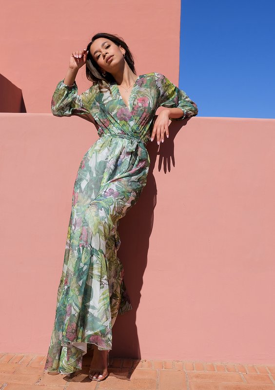 Maxi chiffon dress Misty Flora