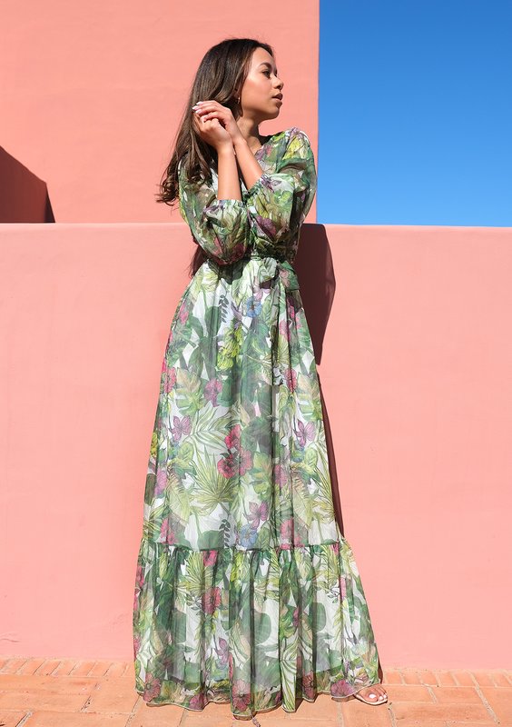 Maxi chiffon dress Misty Flora