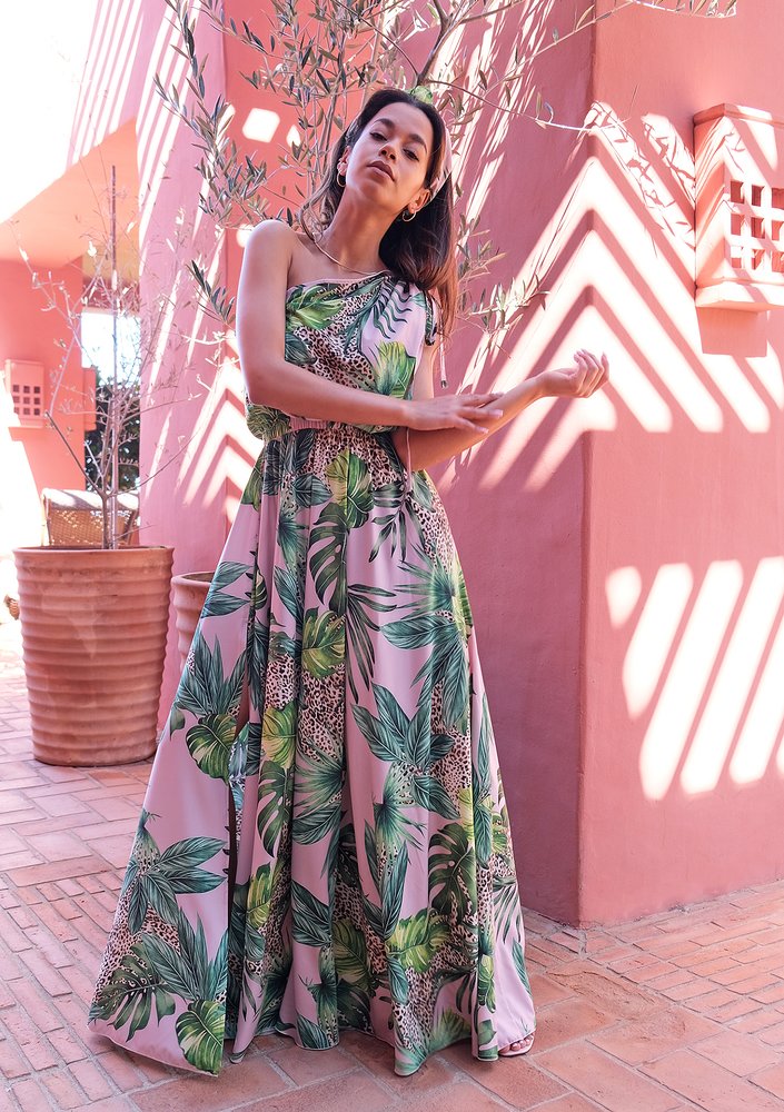 Maxi dress Powder Monstera
