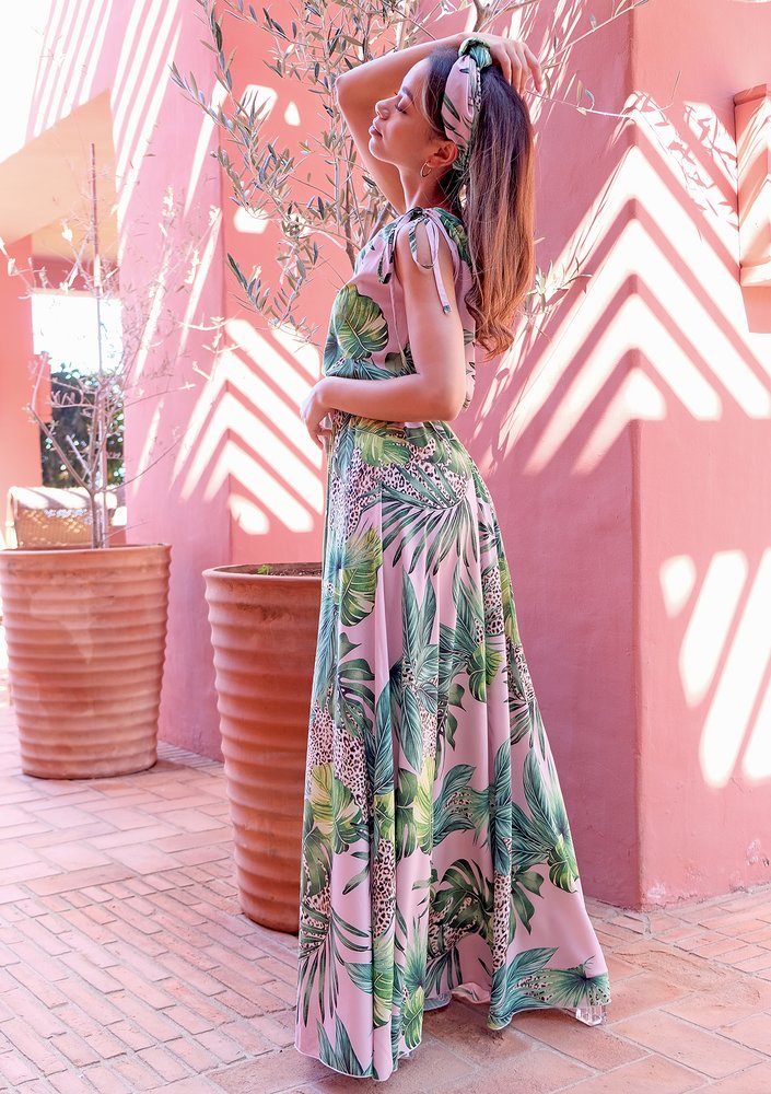 Maxi dress Powder Monstera