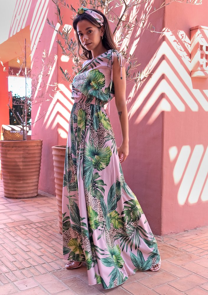 Maxi dress Powder Monstera