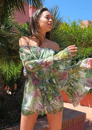 Summer chiffon jumpsuit Exotic Flora