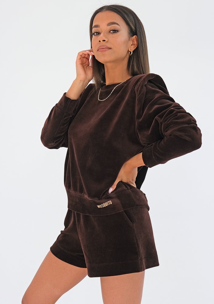 Welurowa bluza z poduszkami Brązowa ILM