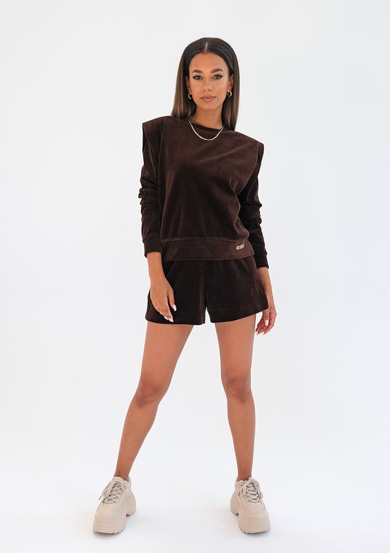 Loose velvet shorts Brown