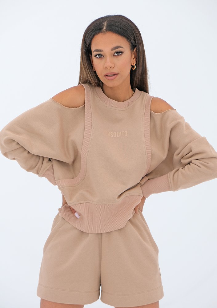 Bluza z odkrytymi ramionami Coffee Beige ILM