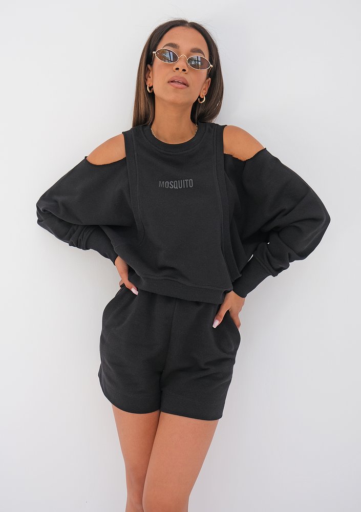 Sweatshirt with open shoulders Black