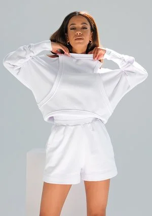 Sweatshirt with open shoulders White