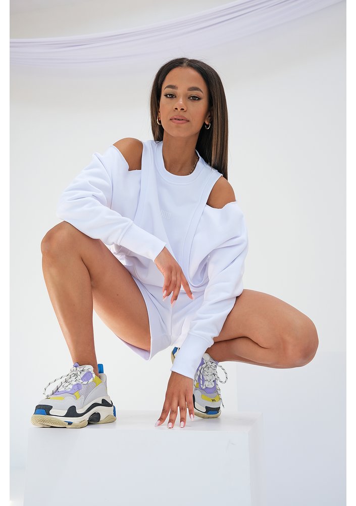 Sweatshirt with open shoulders White