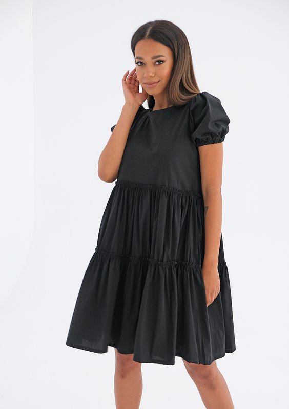 Tiered mini black dress