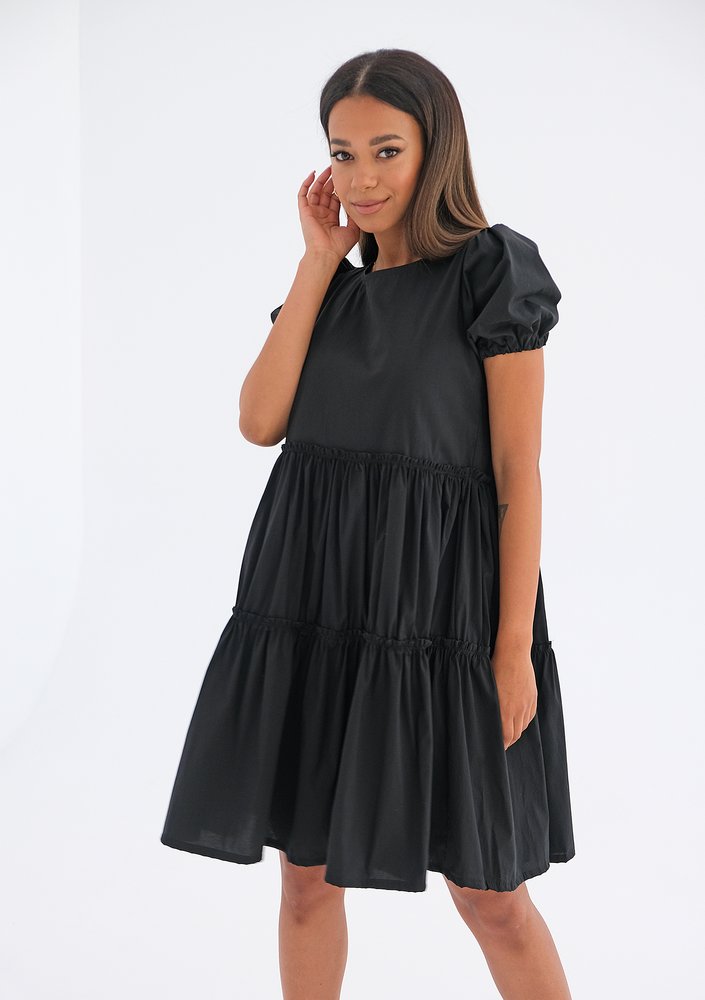 Tiered mini black dress