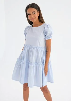 Tiered mini light blue dress