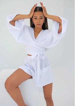 Muslin white kimono top