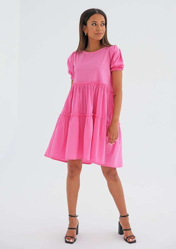 Tiered mini pink dress