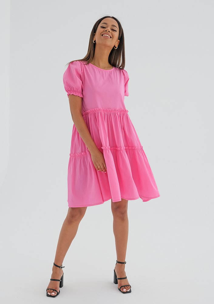 Tiered mini pink dress