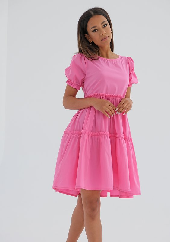 Tiered mini pink dress