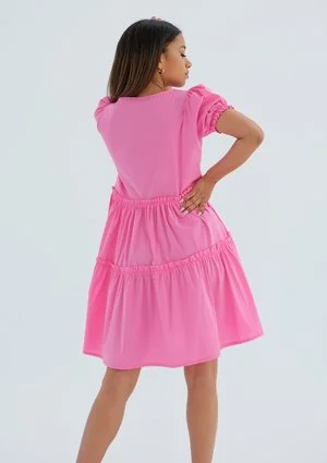Tiered mini pink dress