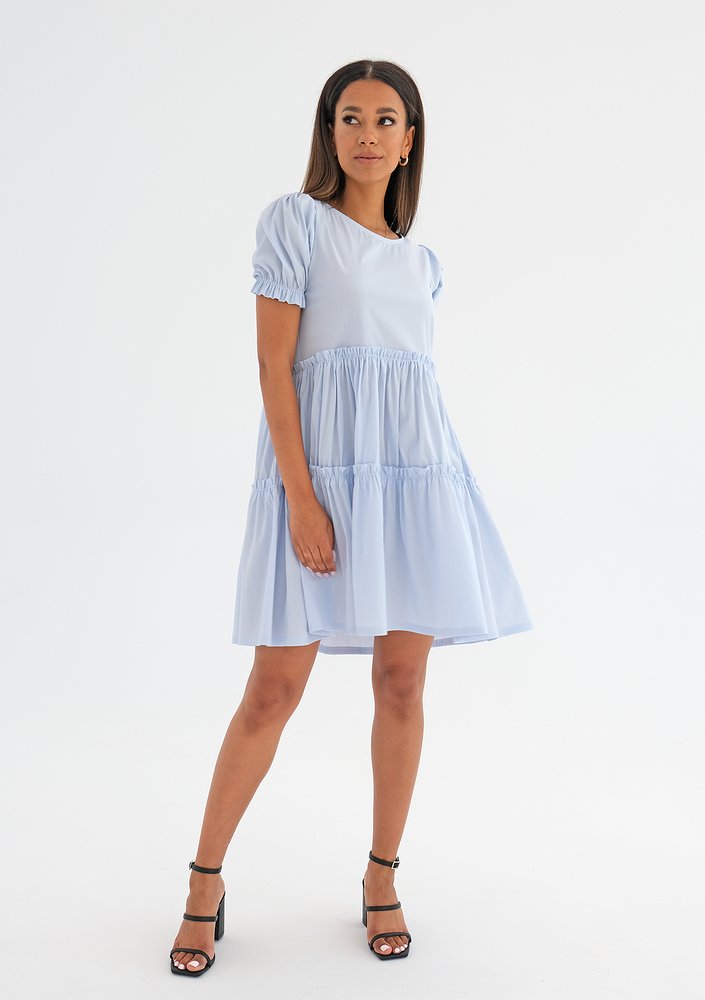 Tiered mini light blue dress