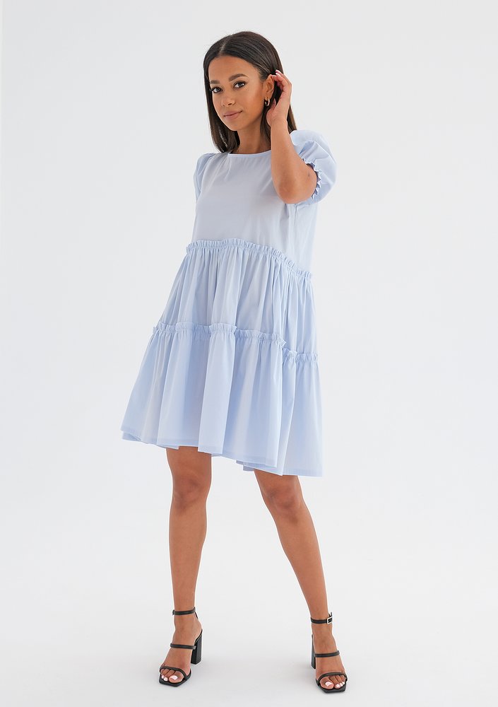 Tiered mini light blue dress