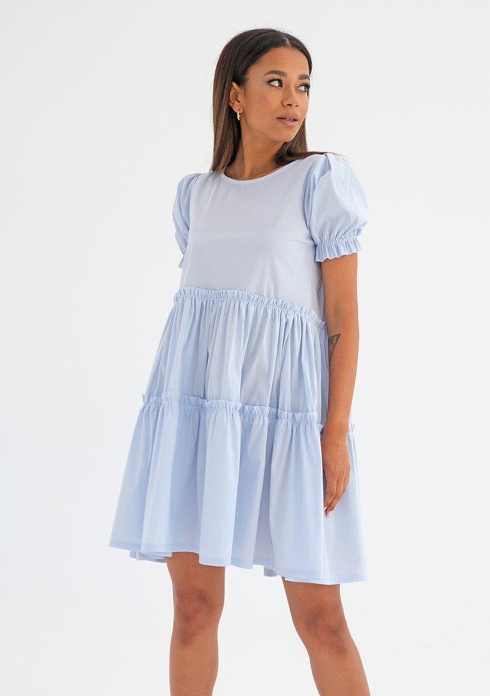 Tiered mini light blue dress