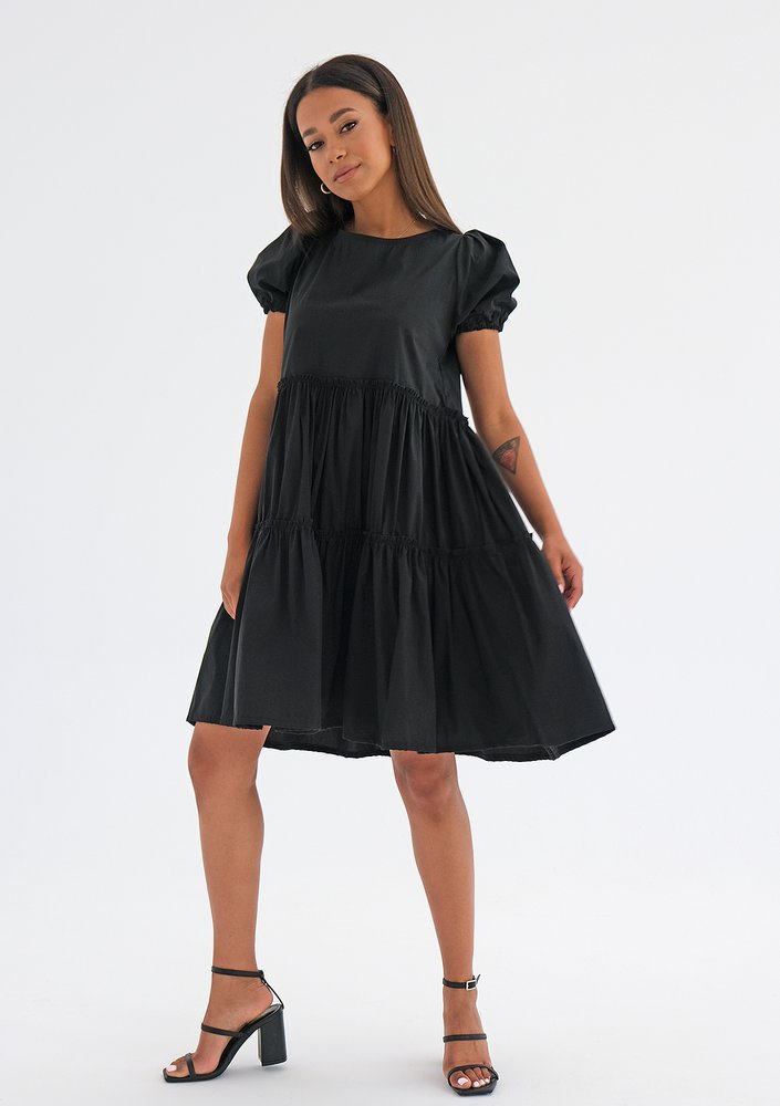 Tiered mini black dress
