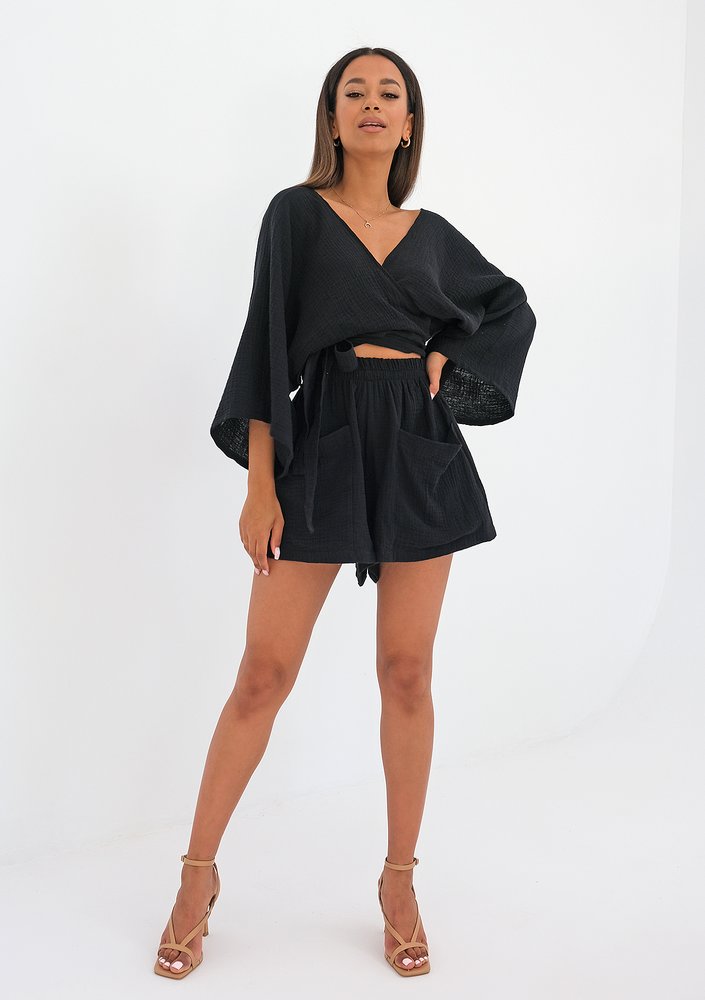 Muslin black shorts