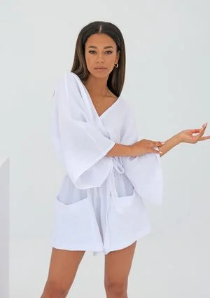 Muslin white kimono top