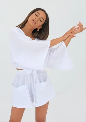 Kimono - Muślinowe szorty Białe