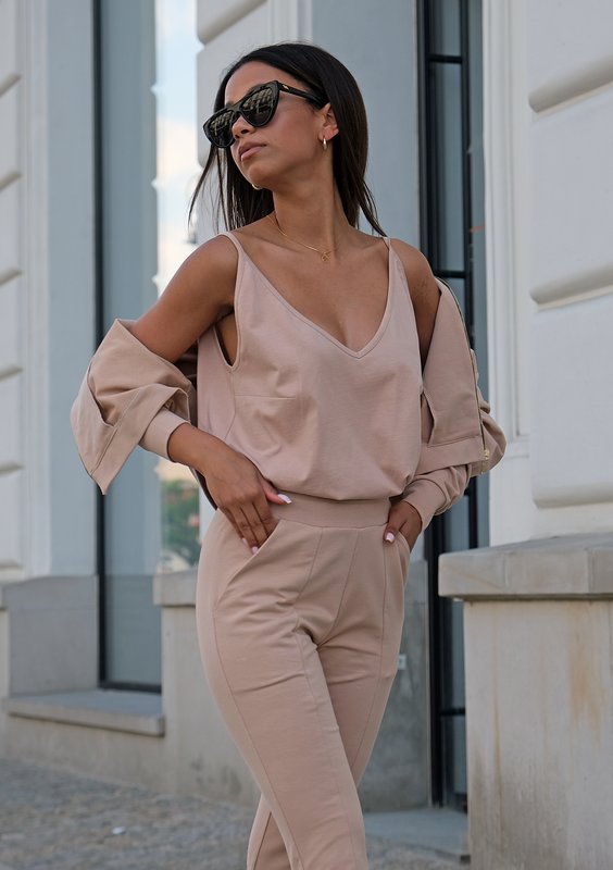 Strappy beige cotton top
