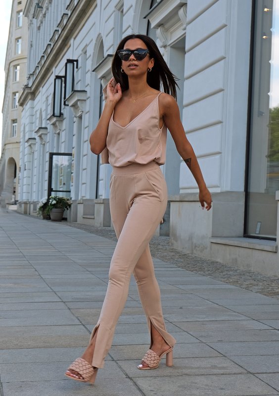 Strappy beige cotton top