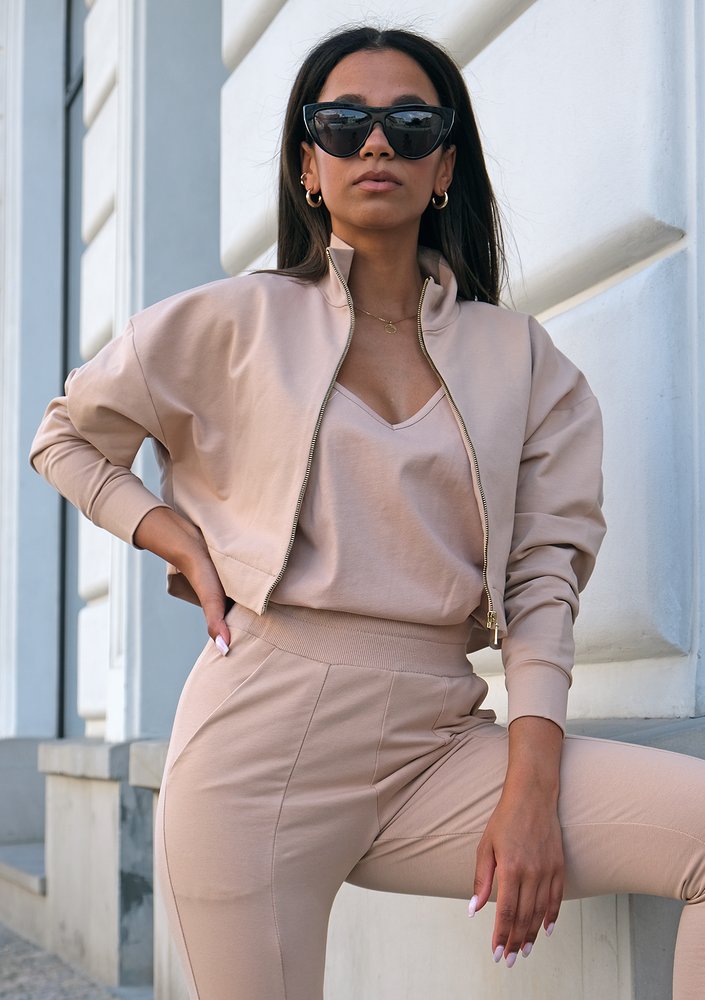 Rozpinana bluza ze stójką Beżowa ILM