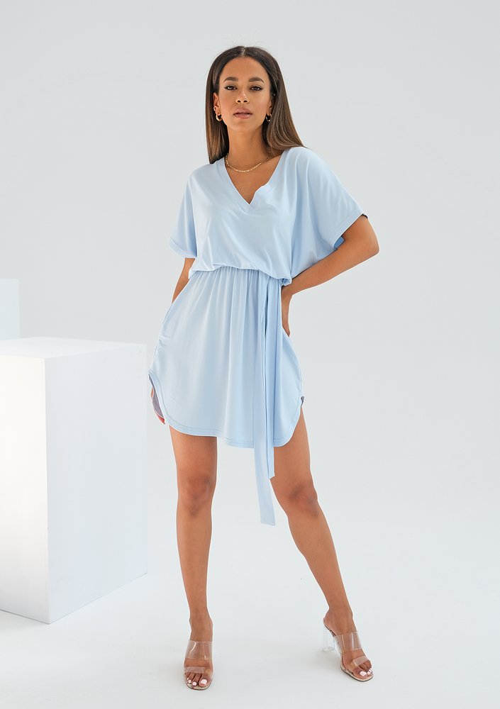 Mini light blue viscose dress 