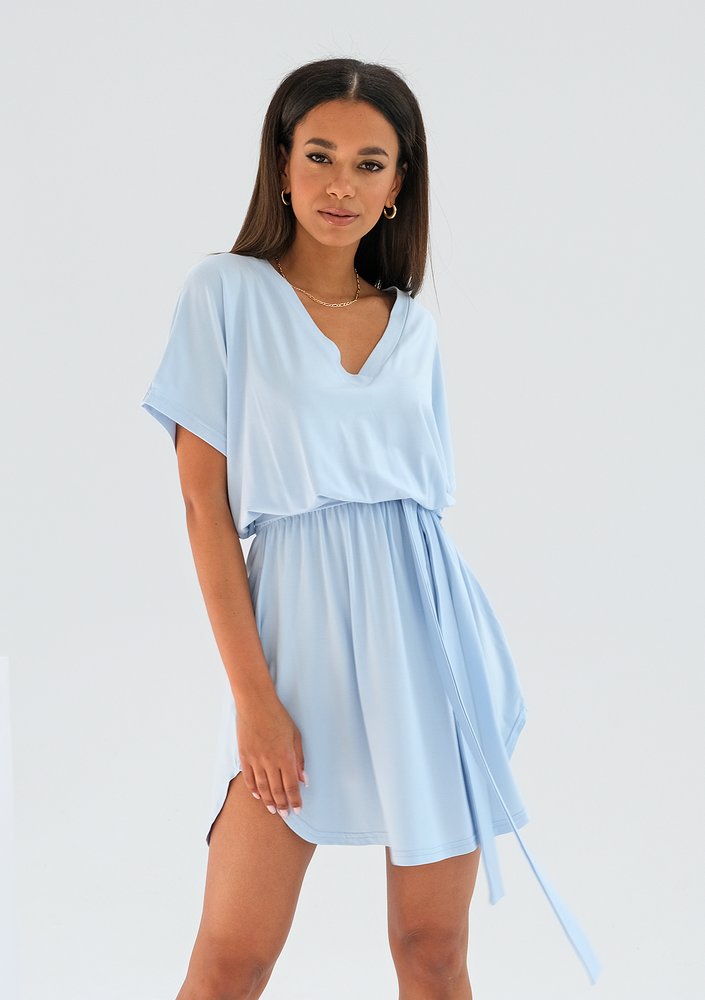 Mini light blue viscose dress 