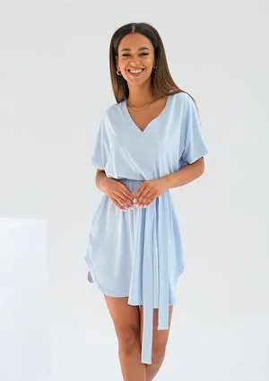 Sukienka mini z wiskozy Błękitna ILM