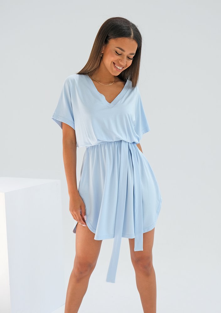 Mini light blue viscose dress 