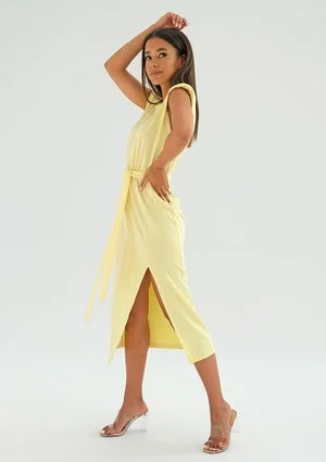 Sukienka midi z poduszkami Żółta ILM